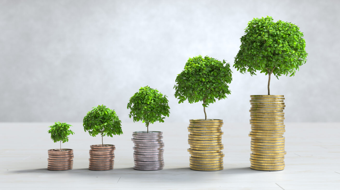 Buy Today or Regret Tomorrow: The Power of Early Investment stacks of coins arranged in a bar graph, saving money concept